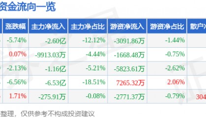 股票行情快报：赢时胜（300377）12月23日主力资金净卖出2.60亿元