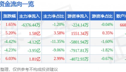 股票行情快报：汤姆猫（300459）12月6日主力资金净卖出6376.44万元