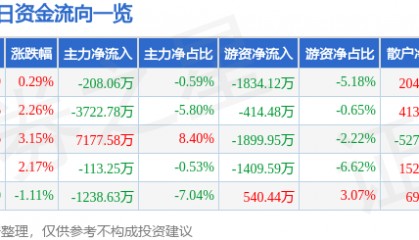 股票行情快报：三博脑科（301293）6月4日主力资金净卖出208.06万元